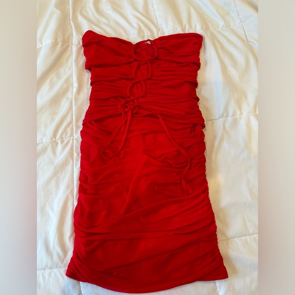 PARTHEA lace up front runched tube bodycon club dress (never worn) - Picture 3 of 4